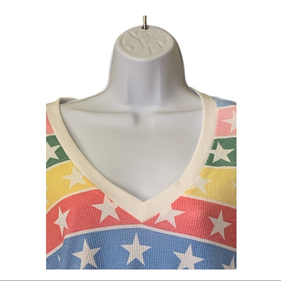 Wildfox Pullover 3/4Sleeve Stars MultiColor V-Neck - Picture 9 of 13